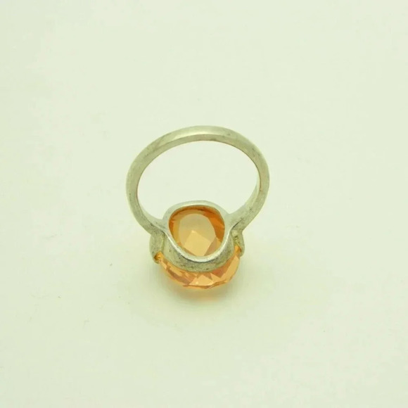 Sterling Silver .925 Peach Orange Faceted Ring - Picture 5 of 5